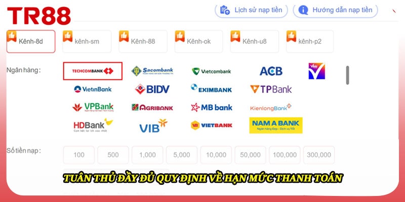 Tuân thủ đầy đủ quy định về hạn mức thanh toán